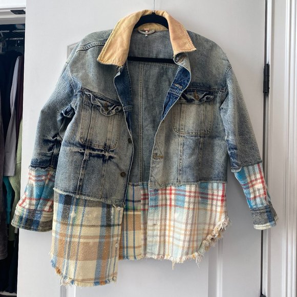 Free People Jackets & Blazers - Free People Plaid Jean Jacket